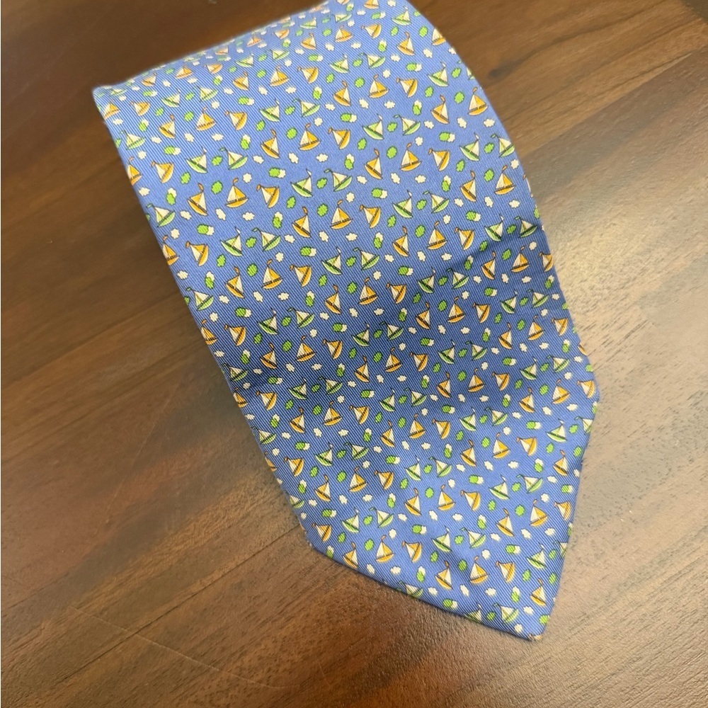 FERRAGAMO Alba Sailboat-Print Silk Tie